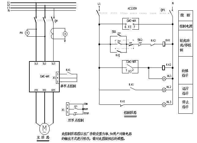 CMC-MX內(nèi)置旁路軟起動(dòng)器基本接線原理圖、三角形內(nèi)接連接圖和典型應(yīng)用接線圖(圖3) CMC-MX內(nèi)置旁路軟起動(dòng)器基本接線原理圖、三角形內(nèi)接連接圖和典型應(yīng)用接線圖(圖3)